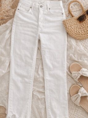 Hidden Los Angeles White High Rise Straight Leg Jeans Raw Hem Size 29